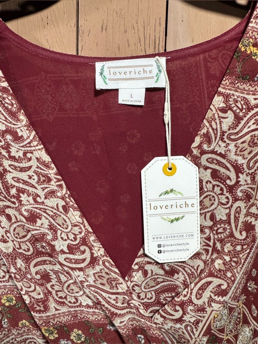 NWT three bird nest Love Riche Rust and Cream Boho Maxi Dress - Picture 2 of 6